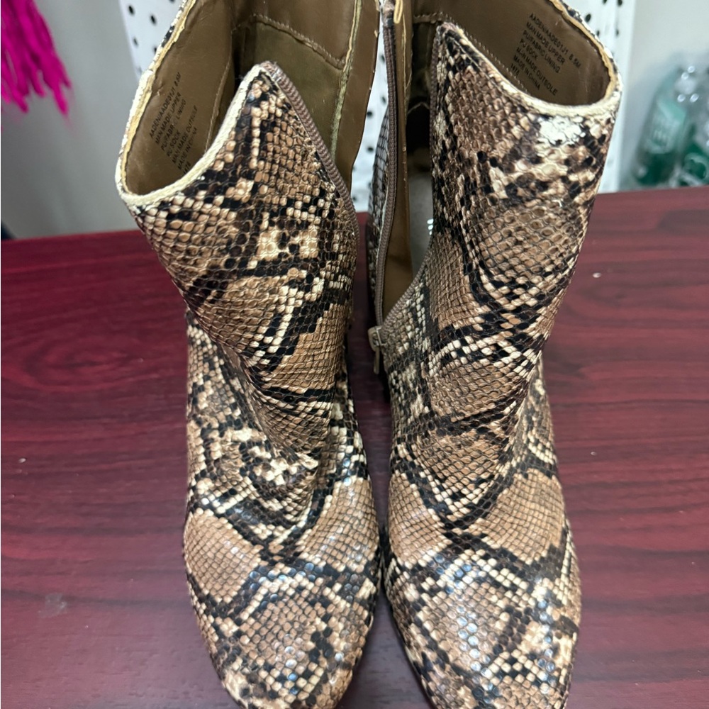 Snakeskin Pattern Ankle Boots